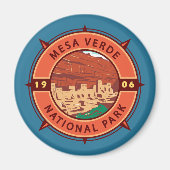 Mesa Verde National Park Retro Compass Embleem Magneet (Voorkant)