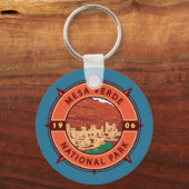 Mesa Verde National Park Retro Compass Embleem Sleutelhanger (Voorkant)