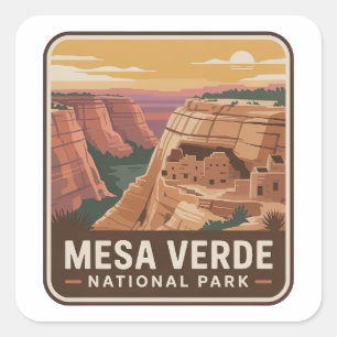 Mesa Verde National Park Vintage Badge Vierkante Sticker