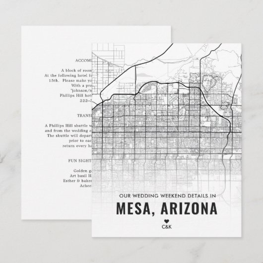 Mesa Wedding Weekend Details Enclosure Kaart (Voorkant / Achterkant)