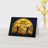 Meschrift Full Moon Waterverf Birthday Kaart (Gele Bloem)