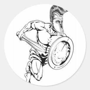 Mescot voor zwaard en schild ronde sticker