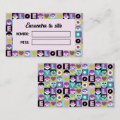 Meseros Seating Plan Boda Divertida Lila Azul Plaatskaartje (Voorkant / Achterkant)