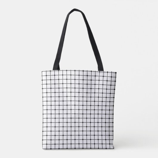 Mesh pattern monochrome geometric tote bag (Achterkant)