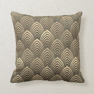 Mesh Sepia Gold Black Art Deco Seashells Scalls Kussen