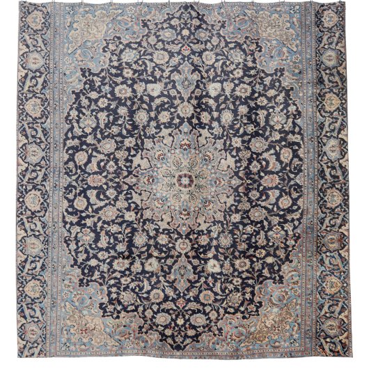 Meshed Persia Dusty Blue Dark Grey  Douchegordijn (Voorkant)