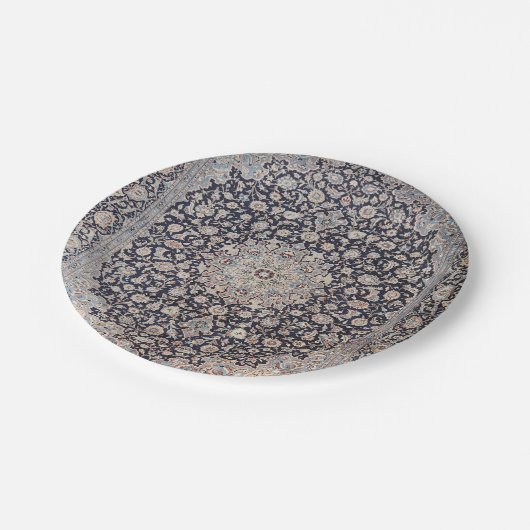 Meshed Persia Dusty Blue Dark Grey  Papieren Bordje (Gekanteld)