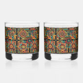 Mesmeric Cyan "Aztec Dream" Drankglazen Whisky Glas (Achterkant)