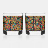 Mesmeric Cyan "Aztec Dream" Drankglazen Whisky Glas (Links)