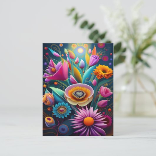 Mesmeriserend 3D bloemig Abstract kunstontwerp Briefkaart (Staand voorkant)