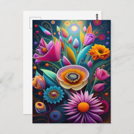 Mesmeriserend 3D bloemig Abstract kunstontwerp Briefkaart (Voorkant / Achterkant)