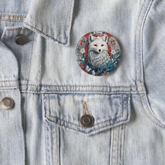 Mesmeriserende Arctic Fox Wildlife Ronde Button 5,7 Cm (In situ)