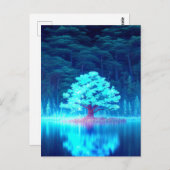 Mesmeriserende Blue Tree op het Azure Lake Briefkaart (Voorkant / Achterkant)