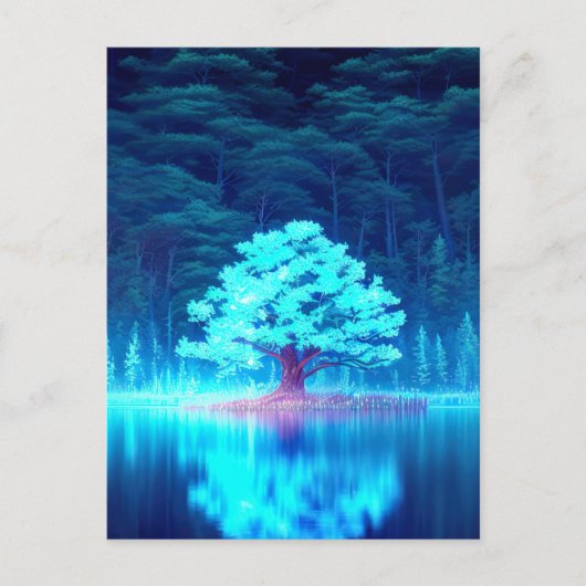 Mesmeriserende Blue Tree op het Azure Lake Briefkaart (Voorkant)