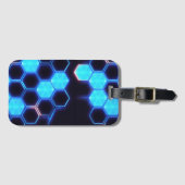 Mesmeriserende Holografische Cyberpunk Hexagon Teg Bagagelabel (Voorkant (horizontaal))