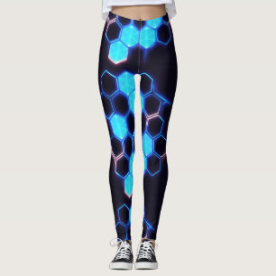 Mesmeriserende Holografische Cyberpunk Hexagon Teg Leggings
