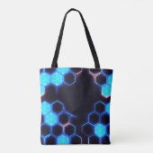 Mesmeriserende Holografische Cyberpunk Hexagon Teg Tote Bag (Achterkant)