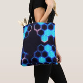 Mesmeriserende Holografische Cyberpunk Hexagon Teg Tote Bag (Dichtbij)