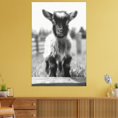 Mesmeriserende monochromatische Baby geitenportret Canvas Afdruk (Insitu (Woonkamer))