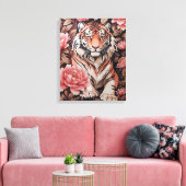 Mesmeriserende tijgerroze bloemen canvas afdruk (Insitu (Woonkamer))