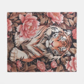 Mesmeriserende tijgerroze bloemen fleece deken (Voorkant (Horizontaal))