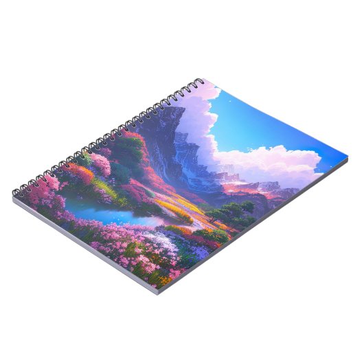 Mesmeriserende vallei versierd met kleurrijke bloe notitieboek (Linkerzijde)