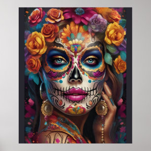 Mesmeriserende Vrouw in Sugar Skull Make-up: Vier Poster