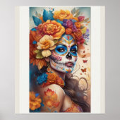 Mesmeriserende vrouw in suiker schedel make-up poster (Voorkant)