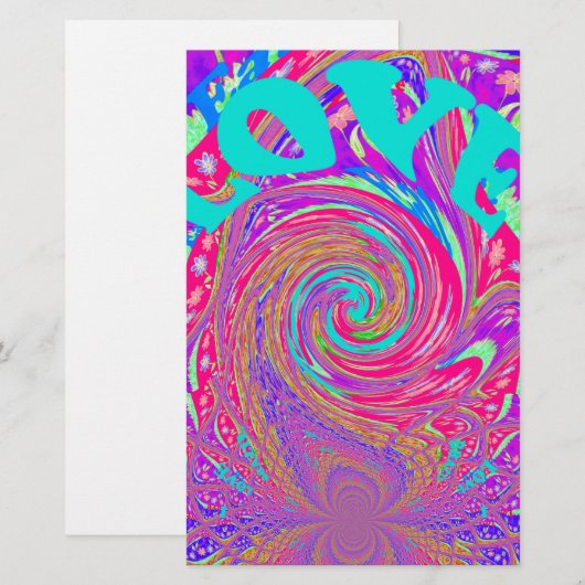 Mesmeriserende Whirlpool Liefde Cyan Tekst kunst G Briefpapier (Voorkant / Achterkant)