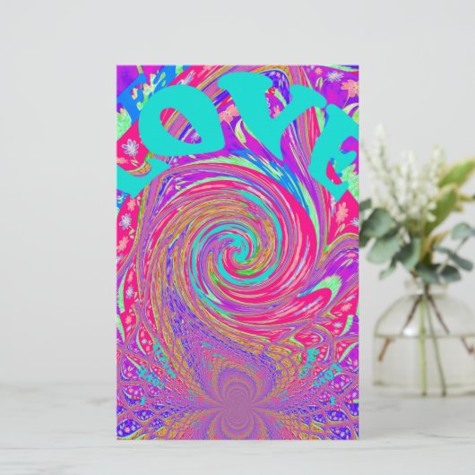 Mesmeriserende Whirlpool Liefde Cyan Tekst kunst G Briefpapier (Staand voorkant)