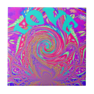 Mesmeriserende Whirlpool Liefde Cyan Tekst kunst G Tegeltje