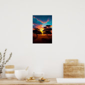 Mesmeriserende zonsondergang in de Afrikaanse Sava Poster (Keuken)