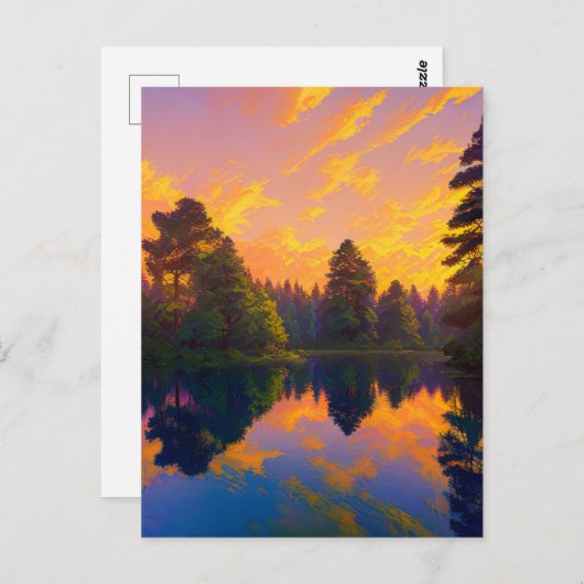 Mesmeriserende zonsondergang in het dennenbos briefkaart (Voorkant / Achterkant)