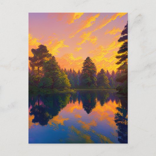 Mesmeriserende zonsondergang in het dennenbos briefkaart (Voorkant)