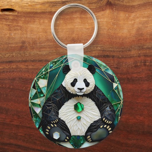 Mesmerizing Geometric Panda Sleutelhanger (Achterkant)