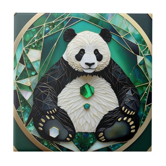 Mesmerizing Geometric Panda Tegeltje (Voorkant)