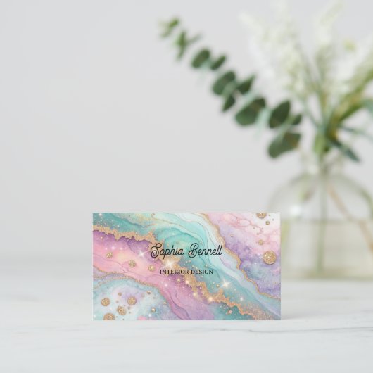 Mesmerizing Glitter Opal Achtergrond Visitekaartje (Staand voorkant)