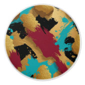 Mesmerizing Gold Sponge-Paint Patroon – Vet Zwart Keramische Knop (Voorkant)