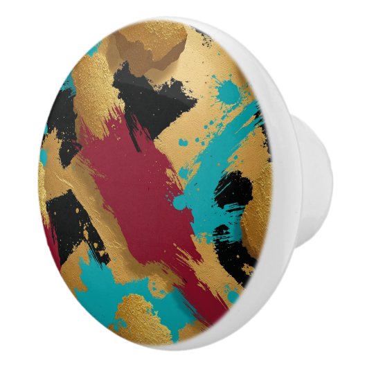 Mesmerizing Gold Sponge-Paint Patroon – Vet Zwart Keramische Knop (Rechts)