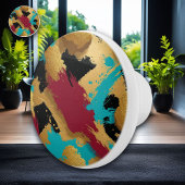 Mesmerizing Gold Sponge-Paint Patroon – Vet Zwart Keramische Knop