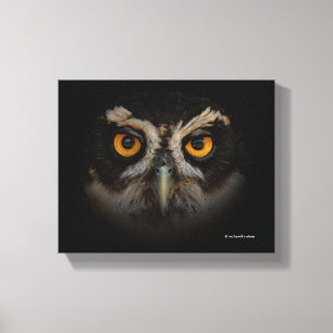 Mesmerizing Golden Eyes of a Spectacled Owl Canvas Afdruk