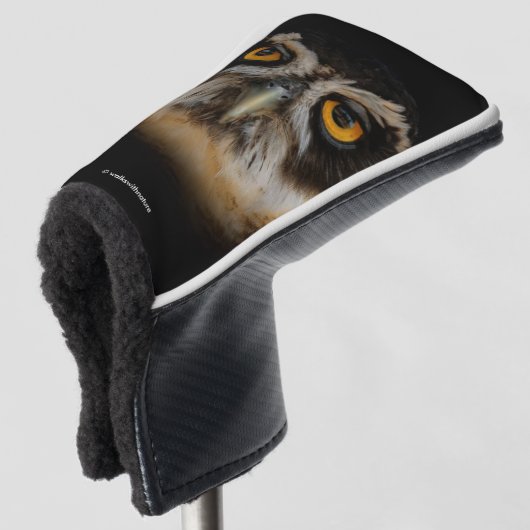 Mesmerizing Golden Eyes of a Spectacled Owl Golfheadcover (3/4 voorkant)