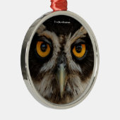 Mesmerizing Golden Eyes of a Spectacled Owl Metalen Ornament (Rechts)