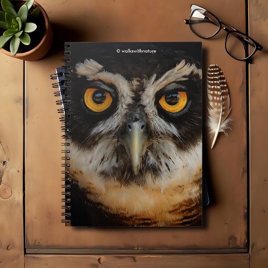 Mesmerizing Golden Eyes of a Spectacled Owl Notitieboek