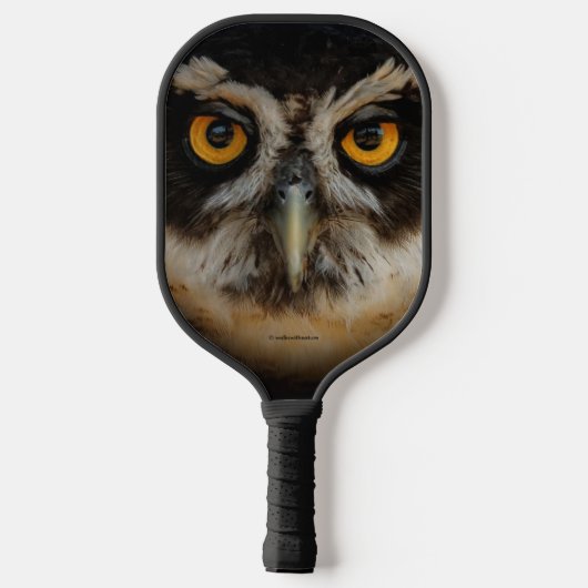 Mesmerizing Golden Eyes of a Spectacled Owl Pickleball Paddle (Achterkant)