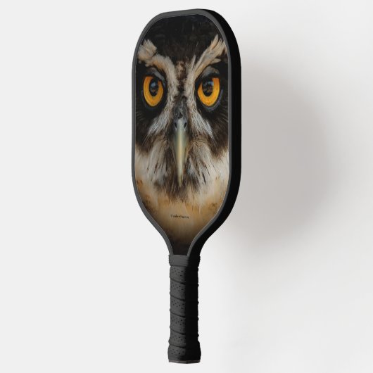Mesmerizing Golden Eyes of a Spectacled Owl Pickleball Paddle (Links)