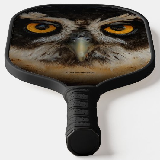 Mesmerizing Golden Eyes of a Spectacled Owl Pickleball Paddle (Laagn)