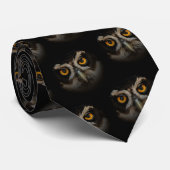 Mesmerizing Golden Eyes of a Spectacled Owl Stropdas (Opgerold)