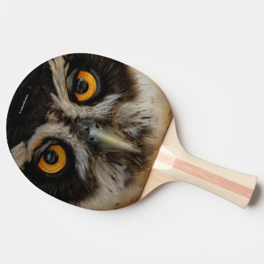 Mesmerizing Golden Eyes of a Spectacled Owl Tafeltennisbatje (Zijkant)