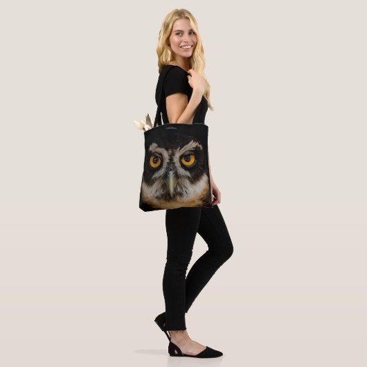 Mesmerizing Golden Eyes of a Spectacled Owl Tote Bag (Op model)